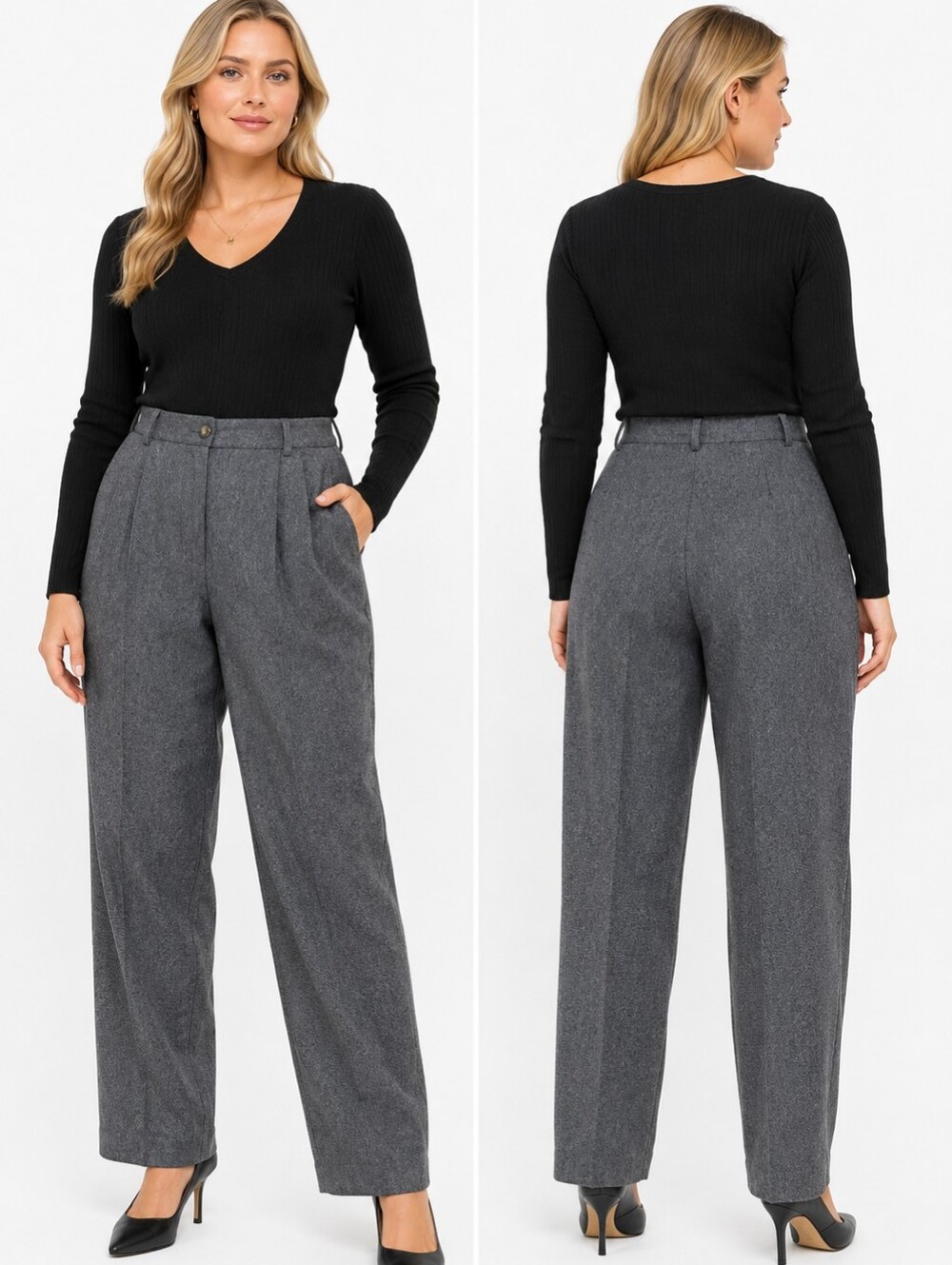 Pendleton Vintage Pure Virgin Wool High Waist Dress Pants Women Gray trousers